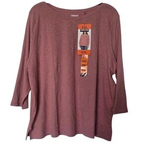 Kirkland Signature Womens XXL 3/4 Sleeve Boatneck Slub Tee Comfort Fit Cotton
